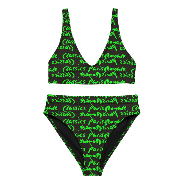 ROYALE. Paris Monogram High-Waisted Bikini - Green