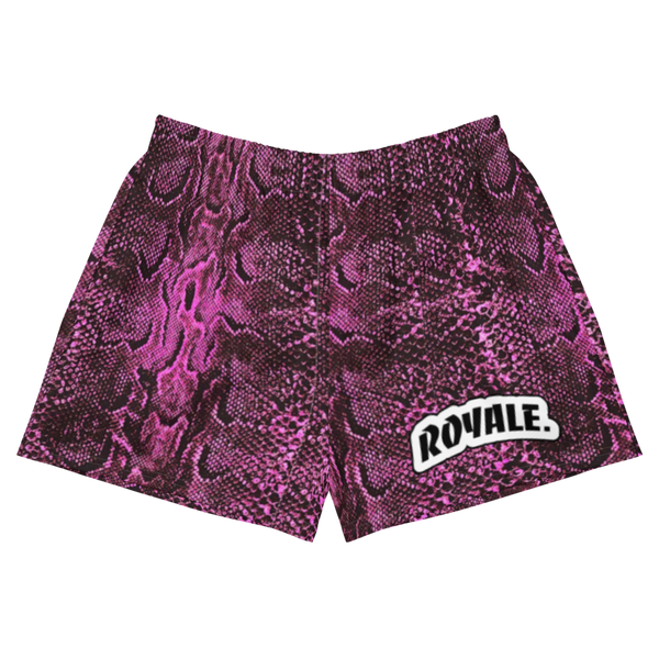 ROYALE. Raspberry Snakeprint Short-Shorts